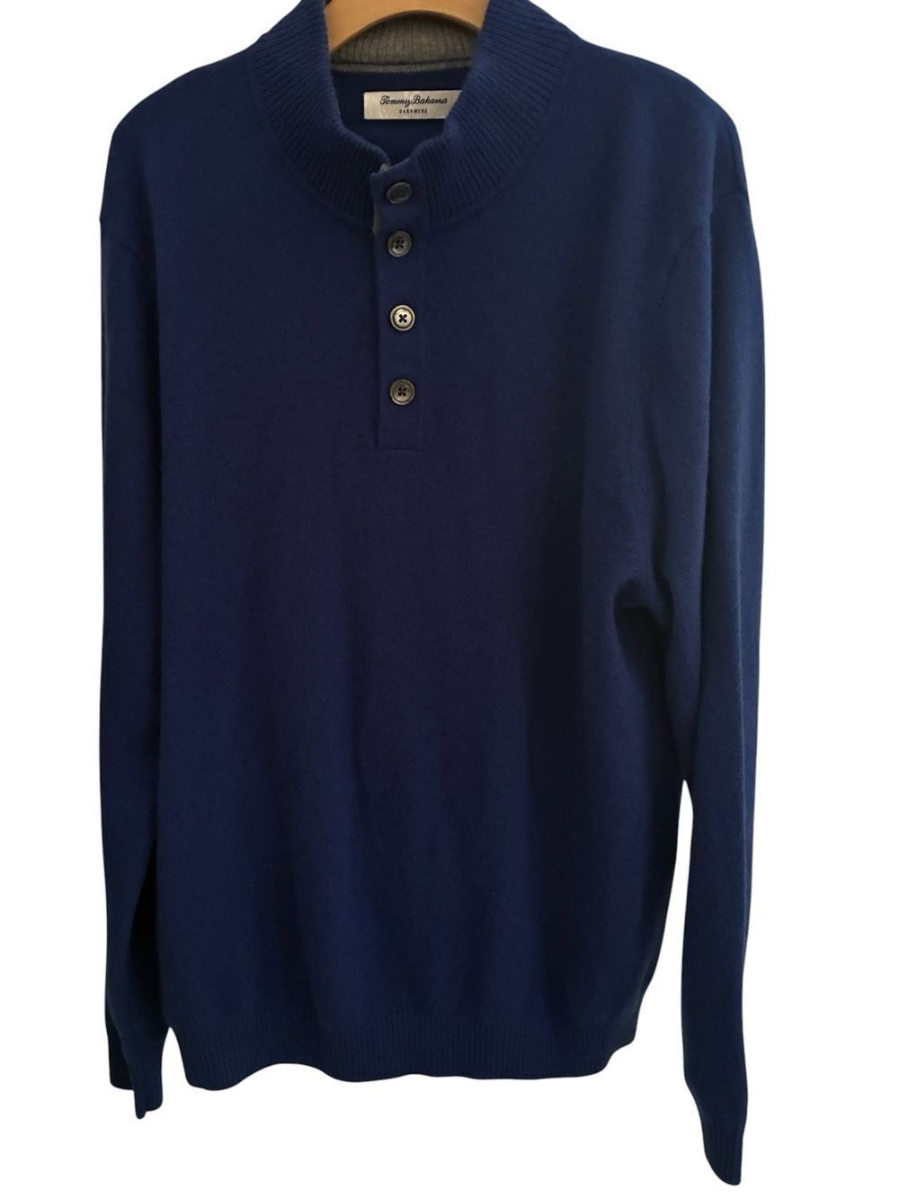 Tommy Bahama Men's Navy Button-Front Crewneck Sweater